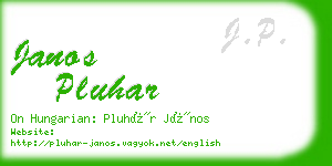 janos pluhar business card